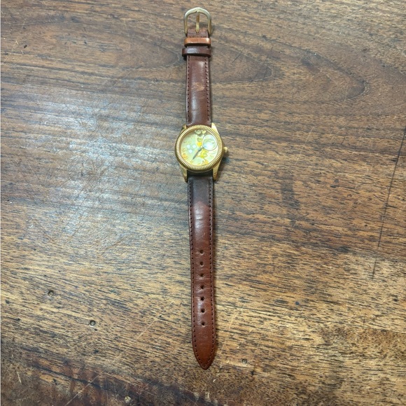 Armitron Tweety Bird With Floating Hearts 1999 Leather Band Glass Has A Bubble - Picture 8 of 8